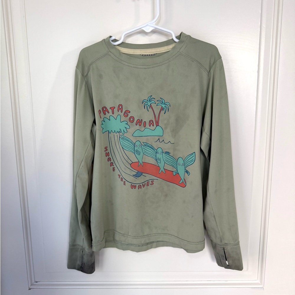 Patagonia Baby Kids Capilene Silkweight Sun Shirt Flying Fish Surfing XS 5-6